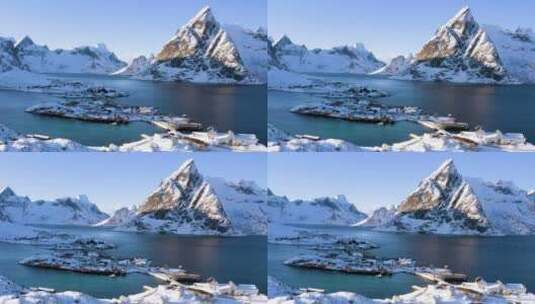 4K航拍雪山森林山脉天空冰雪河流湖泊高清在线视频素材下载