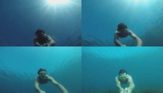 潜水员在海里潜水高清在线视频素材下载