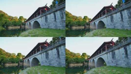桂林七星公园花桥风雨桥高清在线视频素材下载