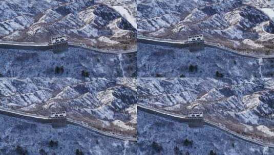大雪长城冬季雪景航拍高清在线视频素材下载