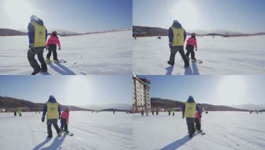 学习滑雪高清在线视频素材下载