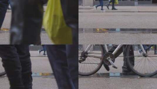 行人脚走在人行道上的镜头高清在线视频素材下载
