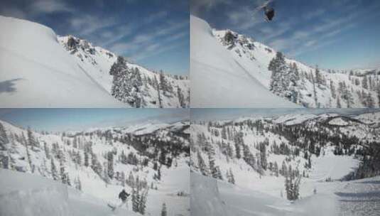 滑雪者在下坡时做翻转高清在线视频素材下载