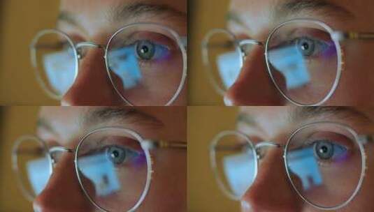 戴眼镜女孩眼睛的特写镜头高清在线视频素材下载