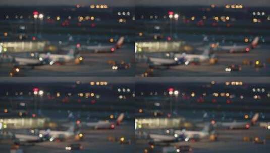 夜晚机场光斑背景高清在线视频素材下载