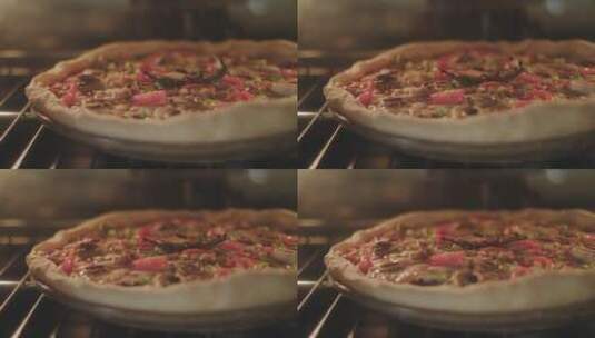 烤箱烘焙的披萨 高清在线视频素材下载