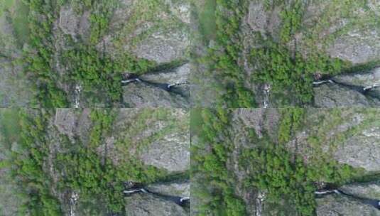 峡谷悬崖上的绿色植被高清在线视频素材下载
