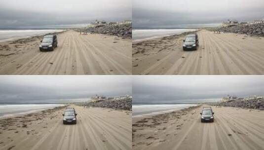 汽车行驶在海滩上高清在线视频素材下载