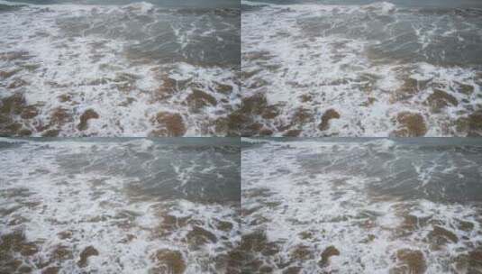 实拍大海礁石海浪浪花沙滩高清在线视频素材下载