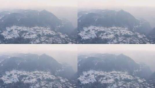 4k航拍恩施雪山雾凇峡谷风光高清在线视频素材下载