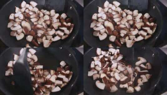 炒香菇丁香菇粒炒制香菇酱高清在线视频素材下载