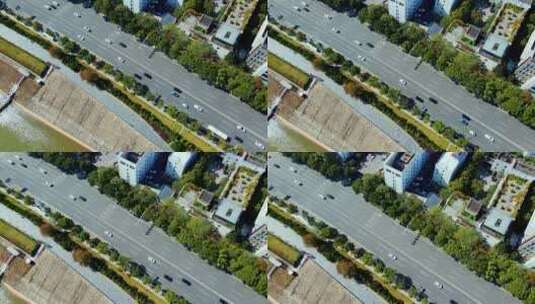 鸟瞰城市道路交通车流高清在线视频素材下载