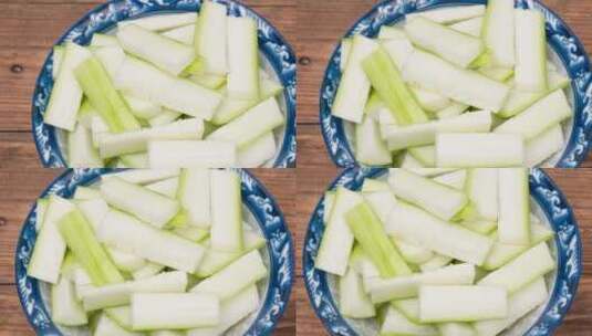新鲜丝瓜食材切片4k滑轨平移高清在线视频素材下载