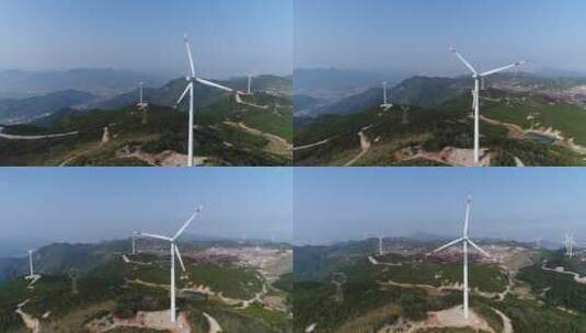 环保电力设施风力发电风车航拍高清在线视频素材下载
