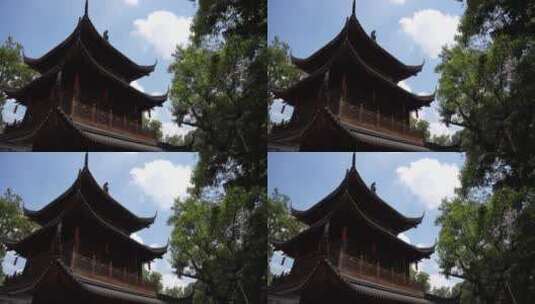 杭州飞来峰三天竺法镜寺建筑高清在线视频素材下载