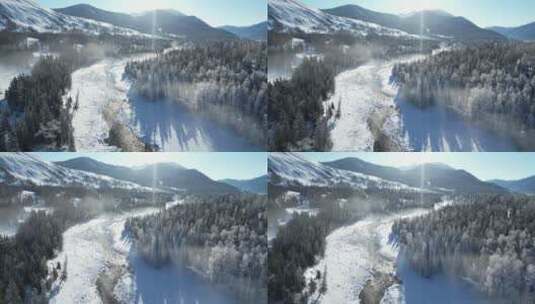 冬季的新疆禾木高清在线视频素材下载