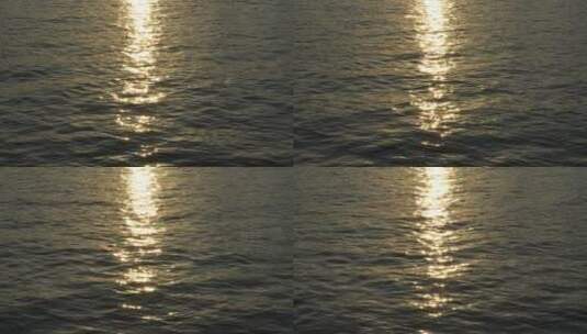 黄昏日落时分金光粼粼的水面高清在线视频素材下载