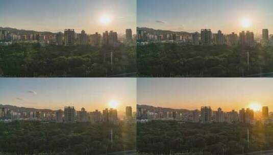新疆 乌鲁木齐 人民公园 日落 日转夜 夜景高清在线视频素材下载