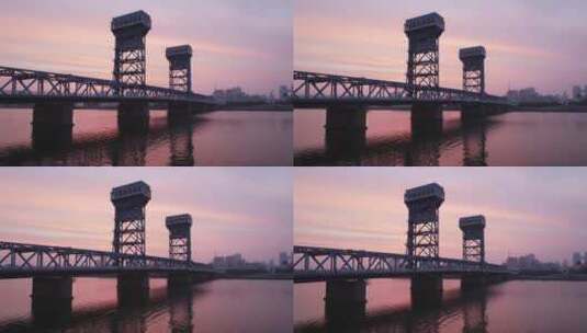 天津海门大桥日落晚霞余晖高清在线视频素材下载