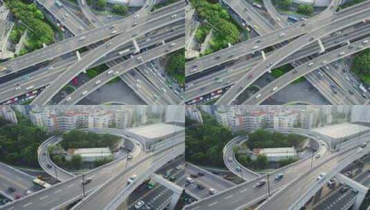 广州城市交通高架桥立交桥车流合集高清在线视频素材下载