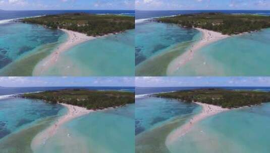 阳光沙滩海浪海水海面游客航拍高清在线视频素材下载