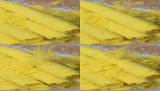 蛋卷 蛋卷撒粉 碎片落下 食欲 美食 广告高清在线视频素材下载
