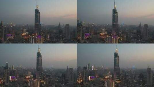 南京紫峰大厦高楼建筑城市天际线航拍风光高清在线视频素材下载