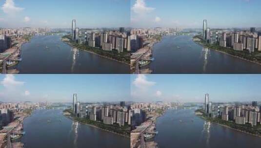 广州市海珠区琶洲城市风光航拍高清在线视频素材下载