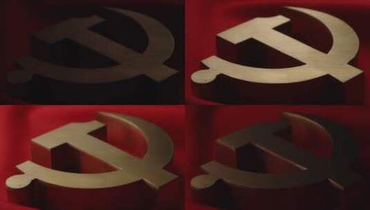 鲜艳的红旗中国共产党党徽高清在线视频素材下载