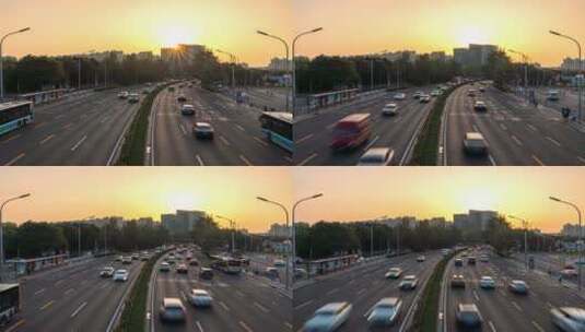 延时4K｜北京南三环城市夜幕路灯亮起空镜高清在线视频素材下载