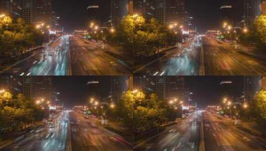北京夜晚繁华的车流延时高清在线视频素材下载