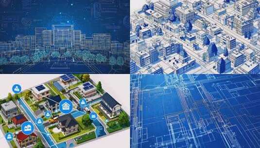 未来城市科技建筑 城市规划数字蓝图智能设高清在线视频素材下载