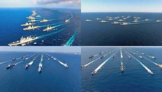 舰队海上编队巡航高清在线视频素材下载