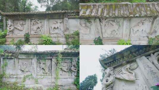 石雕壁画古建筑景观高清在线视频素材下载