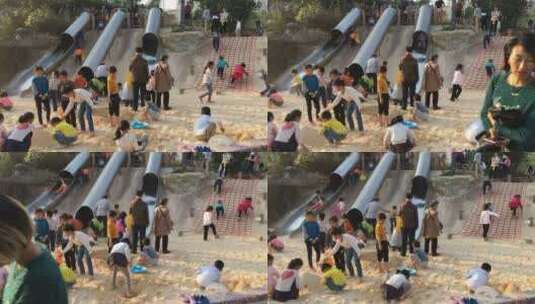 儿童玩耍娱乐沙滩玩沙子高清在线视频素材下载