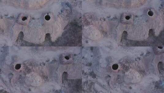 俯拍废弃石灰窑遗址高清在线视频素材下载