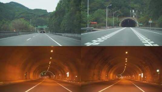高速公路开车进隧道内行驶驾驶出隧道高清在线视频素材下载