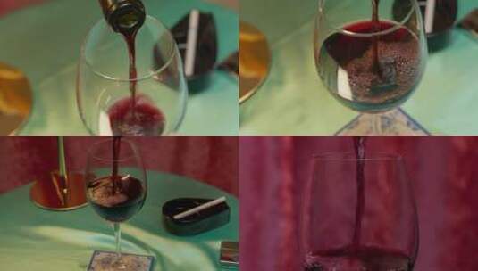 红酒葡萄酒升格倒酒入杯高清在线视频素材下载