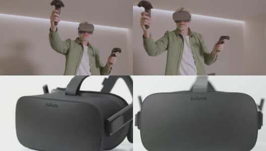 一个人戴上VR眼镜高清在线视频素材下载