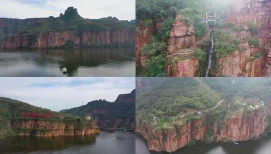 河北沙河秦王湖航拍高清在线视频素材下载