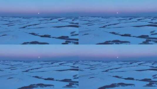 航拍月光下的雪域雪原风光高清在线视频素材下载