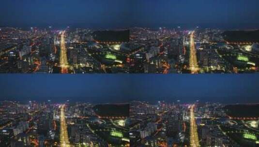 青岛崂山区夜景航拍高清在线视频素材下载
