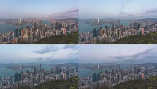 香港维多利亚港黄昏光影变化高清在线视频素材下载