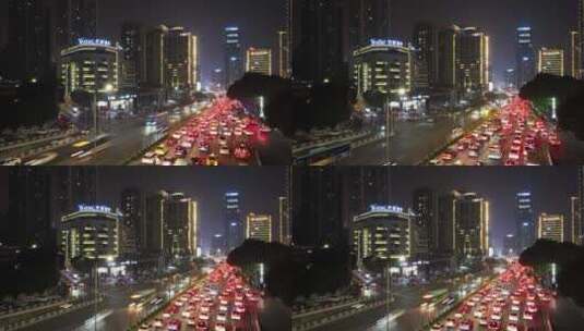 重庆红锦大道夜景航拍高清在线视频素材下载