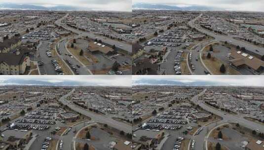 一个小镇商业区的无人机拍摄。（马萨诸塞州博兹曼）高清在线视频素材下载
