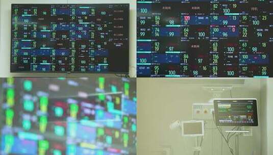 实拍医院重症监护室心率监护仪合集高清在线视频素材下载
