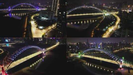 4K 航拍 城市加大桥夜景组合高清在线视频素材下载