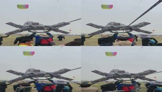 潍坊国际风筝会，巨型风筝飞天高清在线视频素材下载