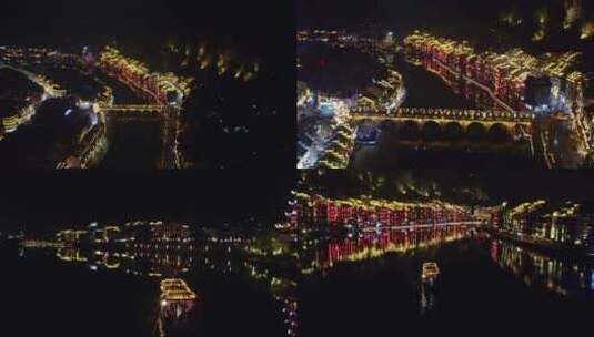 贵州省镇远古镇夜景航拍4k合集高清在线视频素材下载