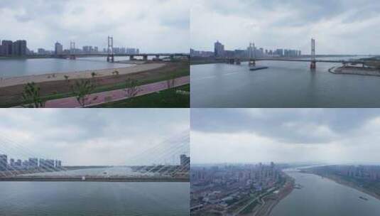 蚌埠解放路淮河大桥航拍风光高清在线视频素材下载